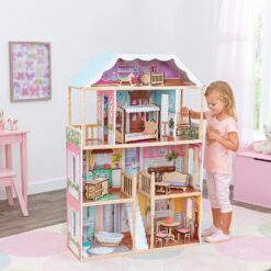 Alternative view of KidKraft Charlotte Classic Wooden Dollhouse with EZ Kraft Assembly, 14-Piece Accessory Set, for 12-Inch Dolls, Gift for Ages 3+