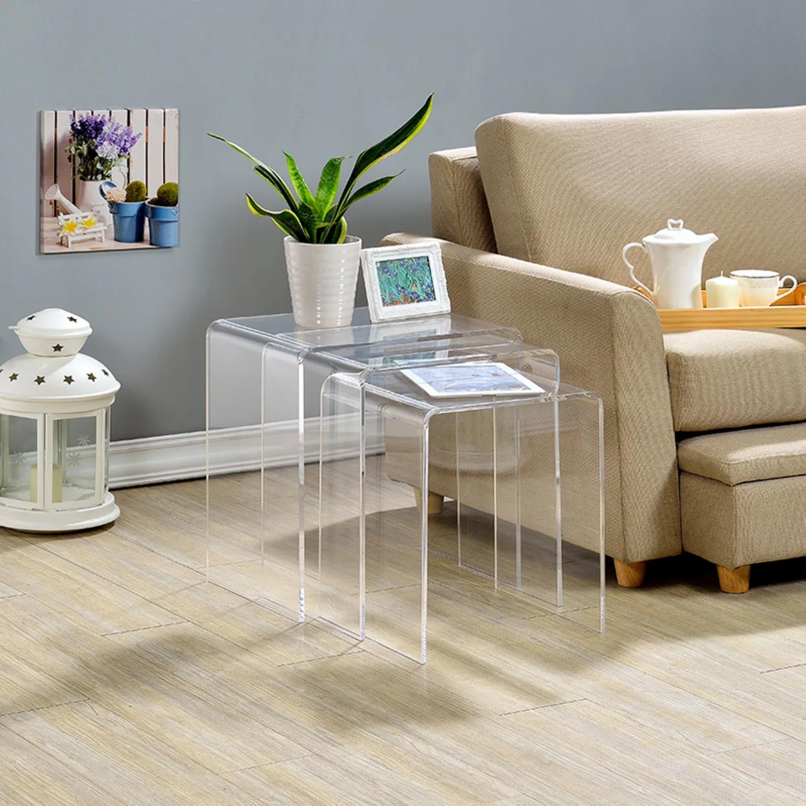 Fox Hill Trading Acrylic Nesting Side Tables -Set of 3 - Image 2