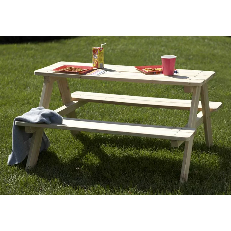 Merry Garden Kids Wooden Picnic Bench Outdoor Patio Dining Table, Natural