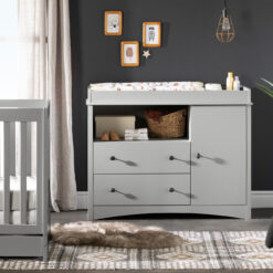 South Shore Peek-a-Boo Changing Table Dresser with 2 Drawers, Soft Gray