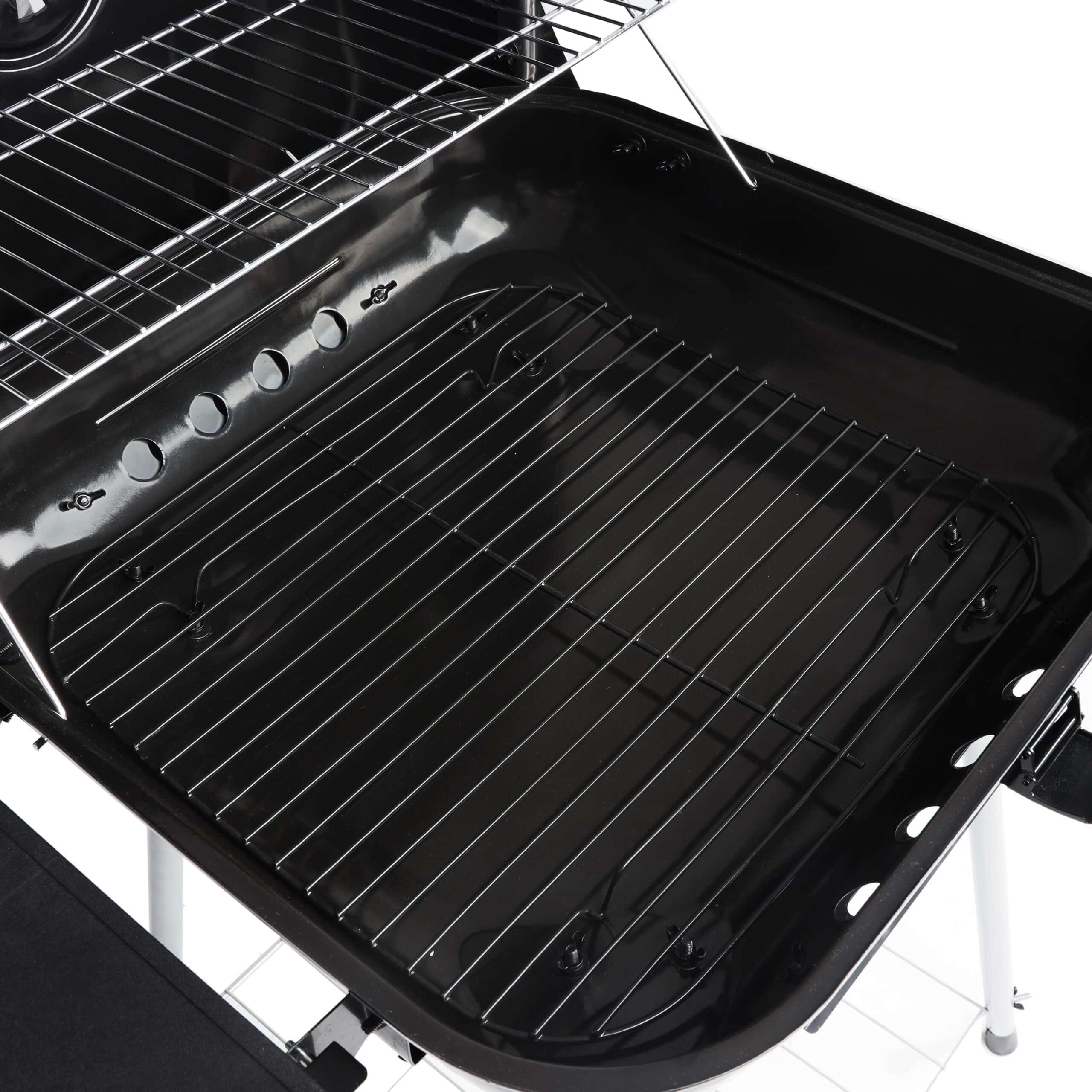 RevoAce 22" Square Charcoal Grill with Foldable Side Shelf, Black - Image 3