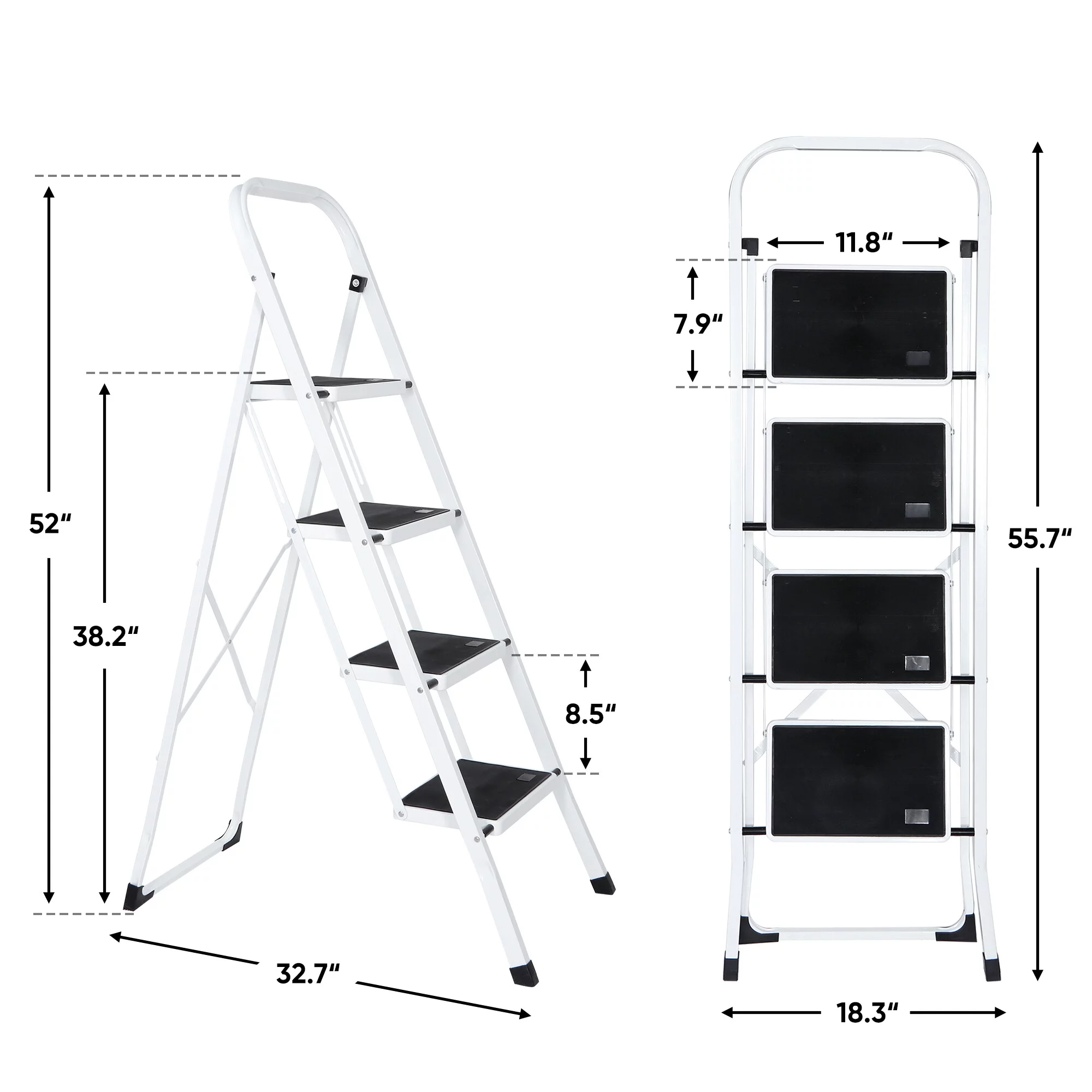 ZENSTYLE Folding 4-Step Ladder Anti-Slip Platform 330 lbs Capacity Portable Steel Frame - Image 5
