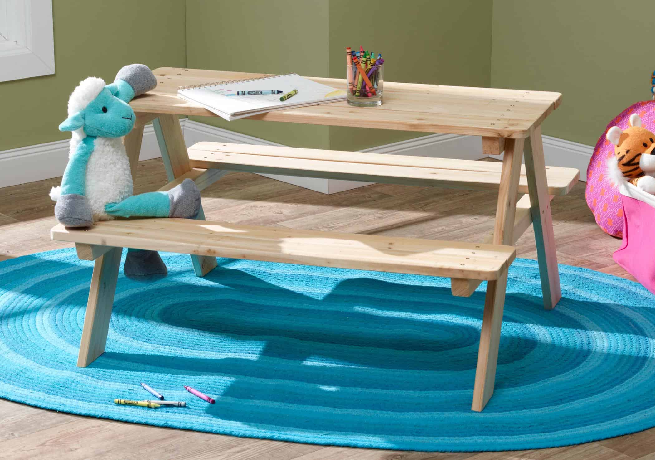 Merry Garden Kids Wooden Picnic Bench Outdoor Patio Dining Table, Natural