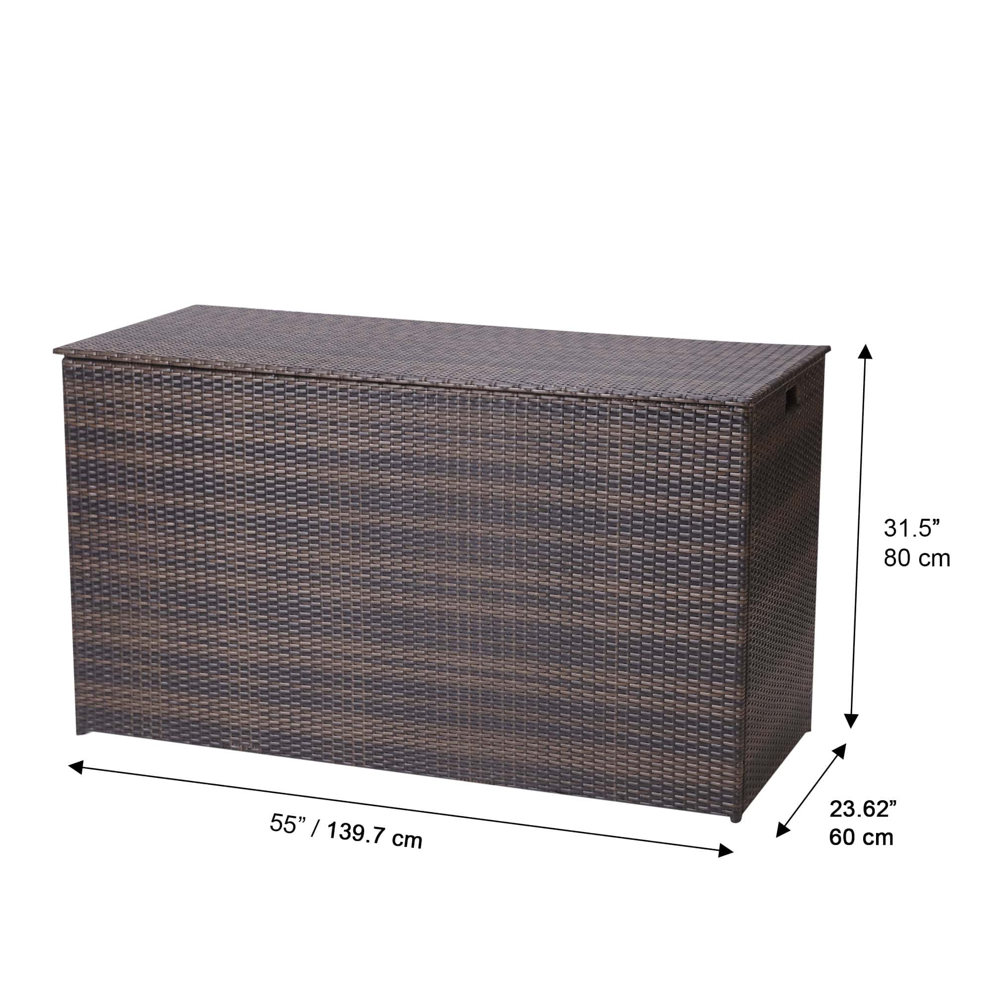 Teamson Home Wicker 154 Gallon Outdoor Deck Box for Cushions Storage, Brown - Image 6