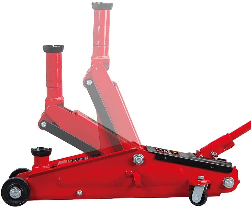 Big Red 3 Ton Hydraulic Trolley Service/Floor Jack with Extra Saddle, Fits SUVs and Trucks, Red, W8306 - Image 2