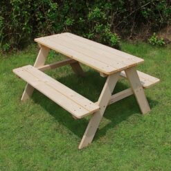 Merry Garden Kids Wooden Picnic Bench Outdoor Patio Dining Table, Natural