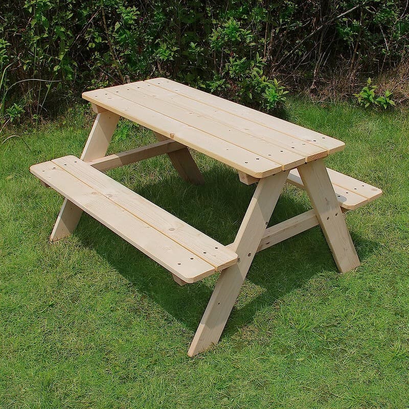 Merry Garden Kids Wooden Picnic Bench Outdoor Patio Dining Table, Natural