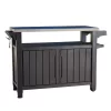 Keter Unity XL Portable Outdoor Table and Storage Cabinet with Hooks for Grill Accessories - Espresso Brown