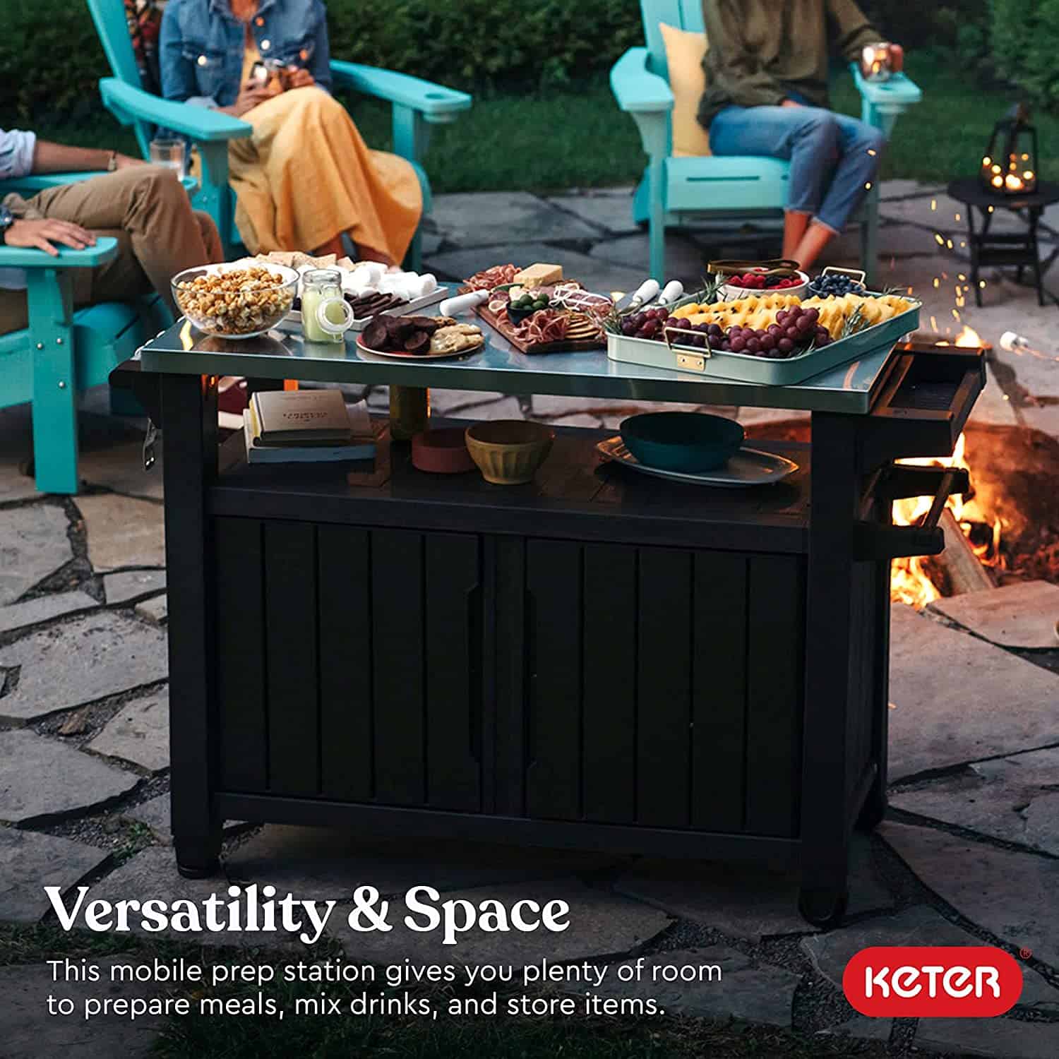 Keter Unity XL Portable Outdoor Table and Storage Cabinet with Hooks for Grill Accessories - Espresso Brown (Copy) - Image 5