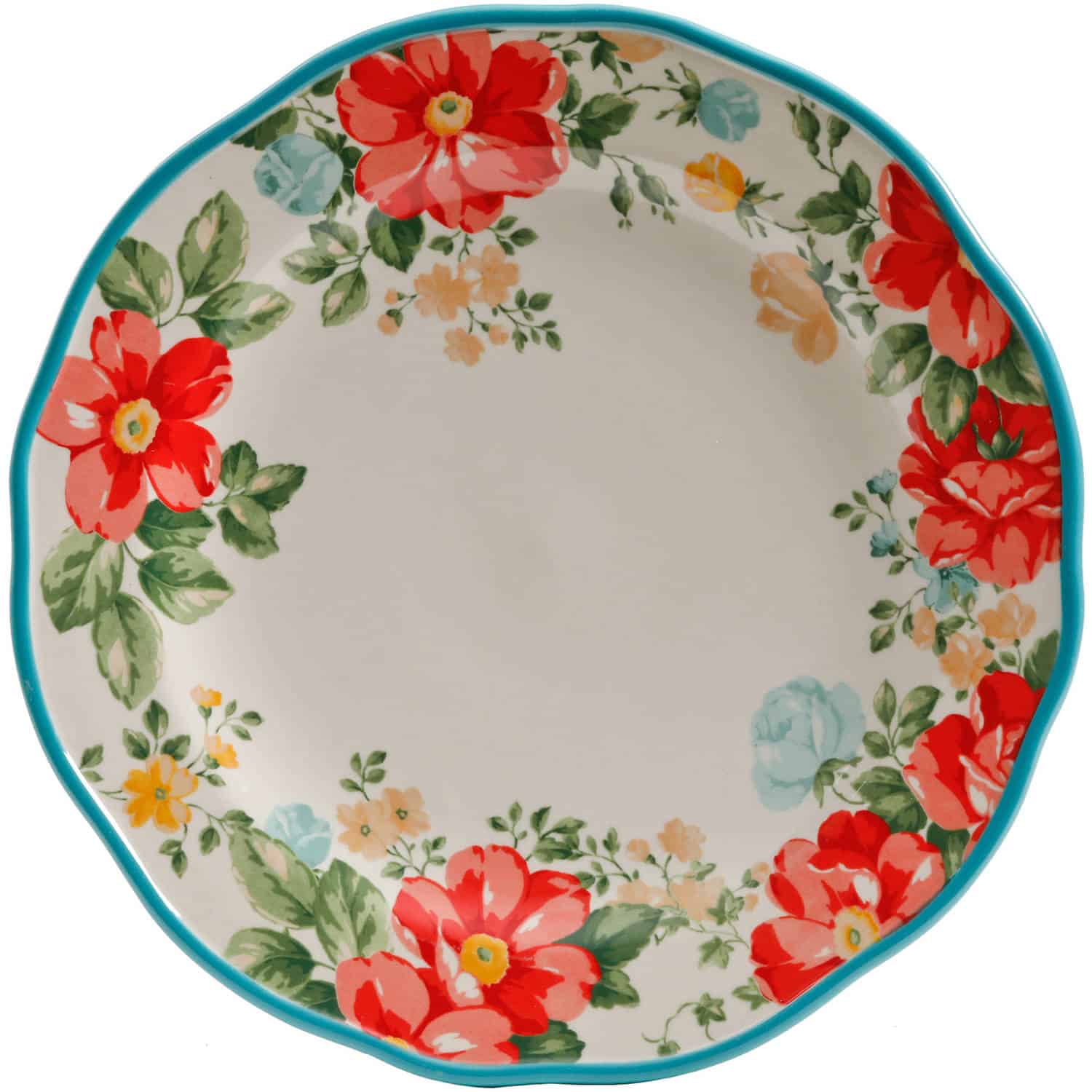 The Pioneer Woman Vintage Floral 12-Piece Dinnerware Set, Teal - Image 5