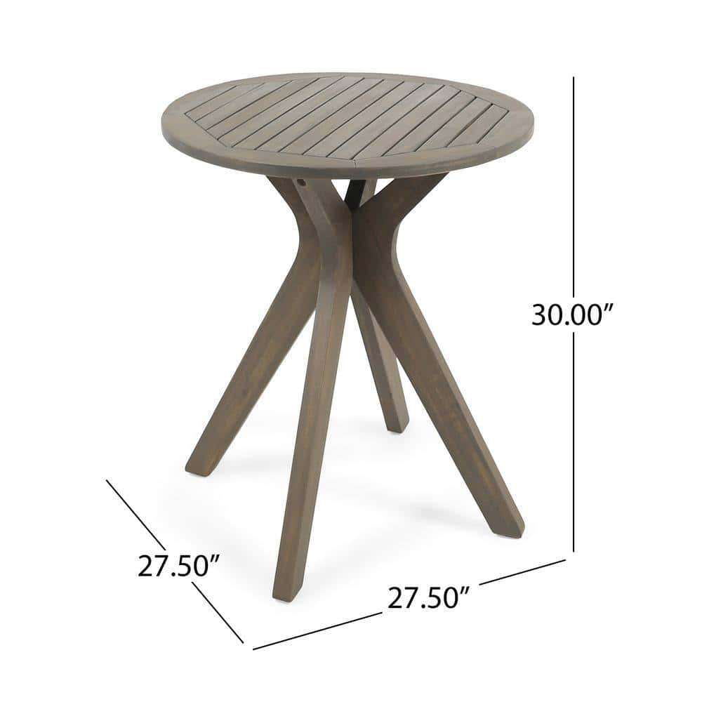 Noble House Stamford Grey 3-Piece Wood Outdoor Bistro Set with Cross-Legged Table - Image 8