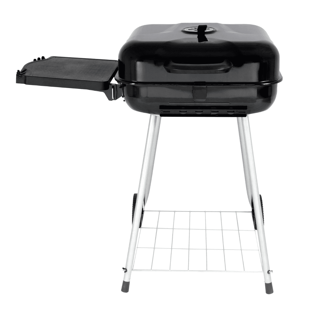 RevoAce 22" Square Charcoal Grill with Foldable Side Shelf, Black