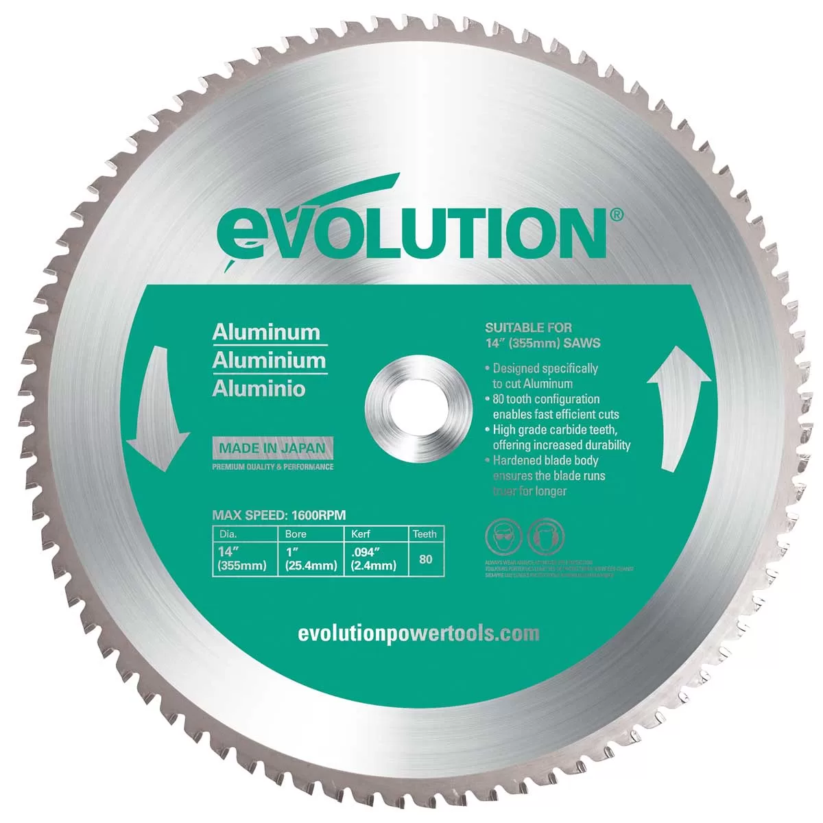 Evolution 14-in 80-Tooth Tungsten Carbide-tipped Steel Chop Saw Blade