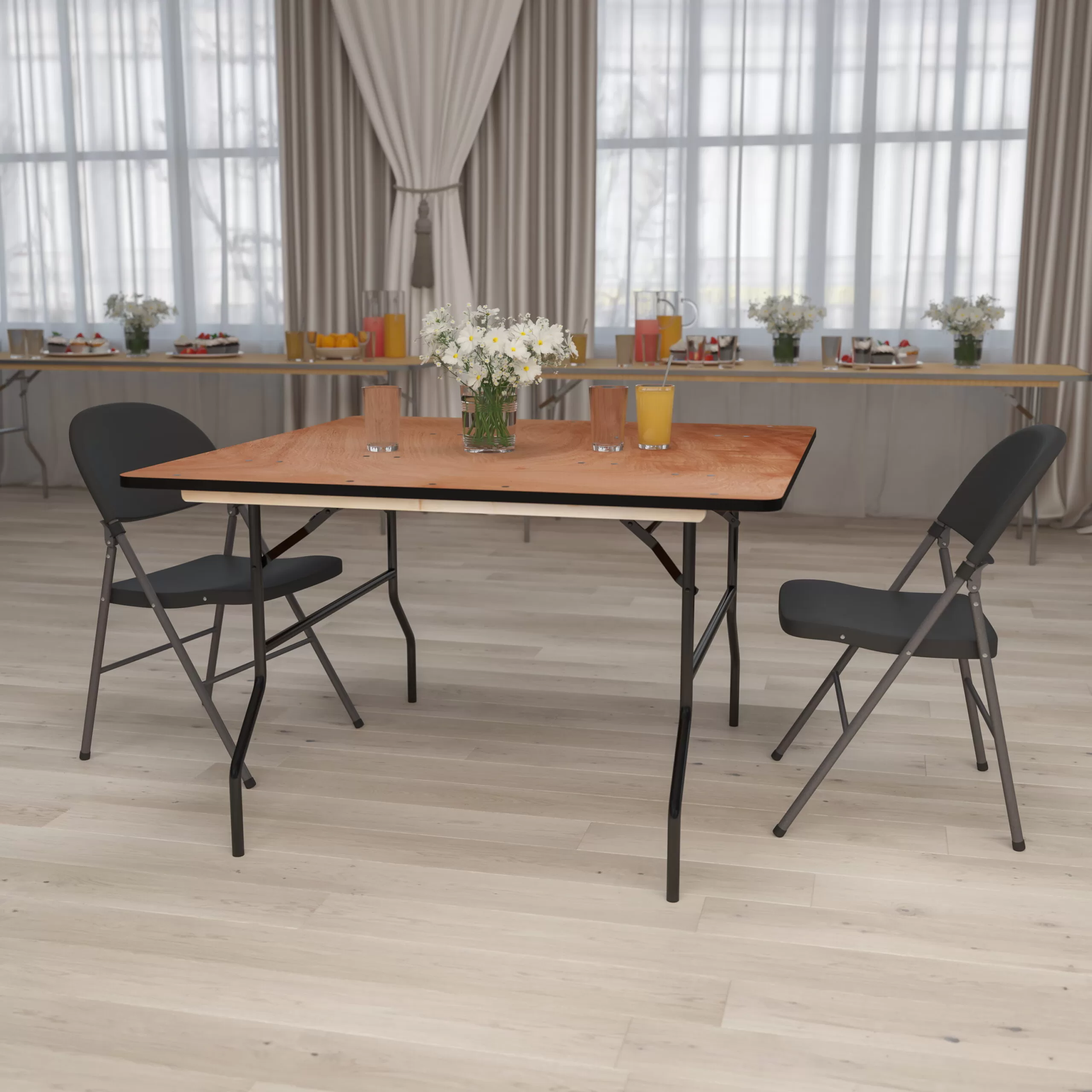Flash Furniture 4-Foot Square Wood Folding Banquet Table