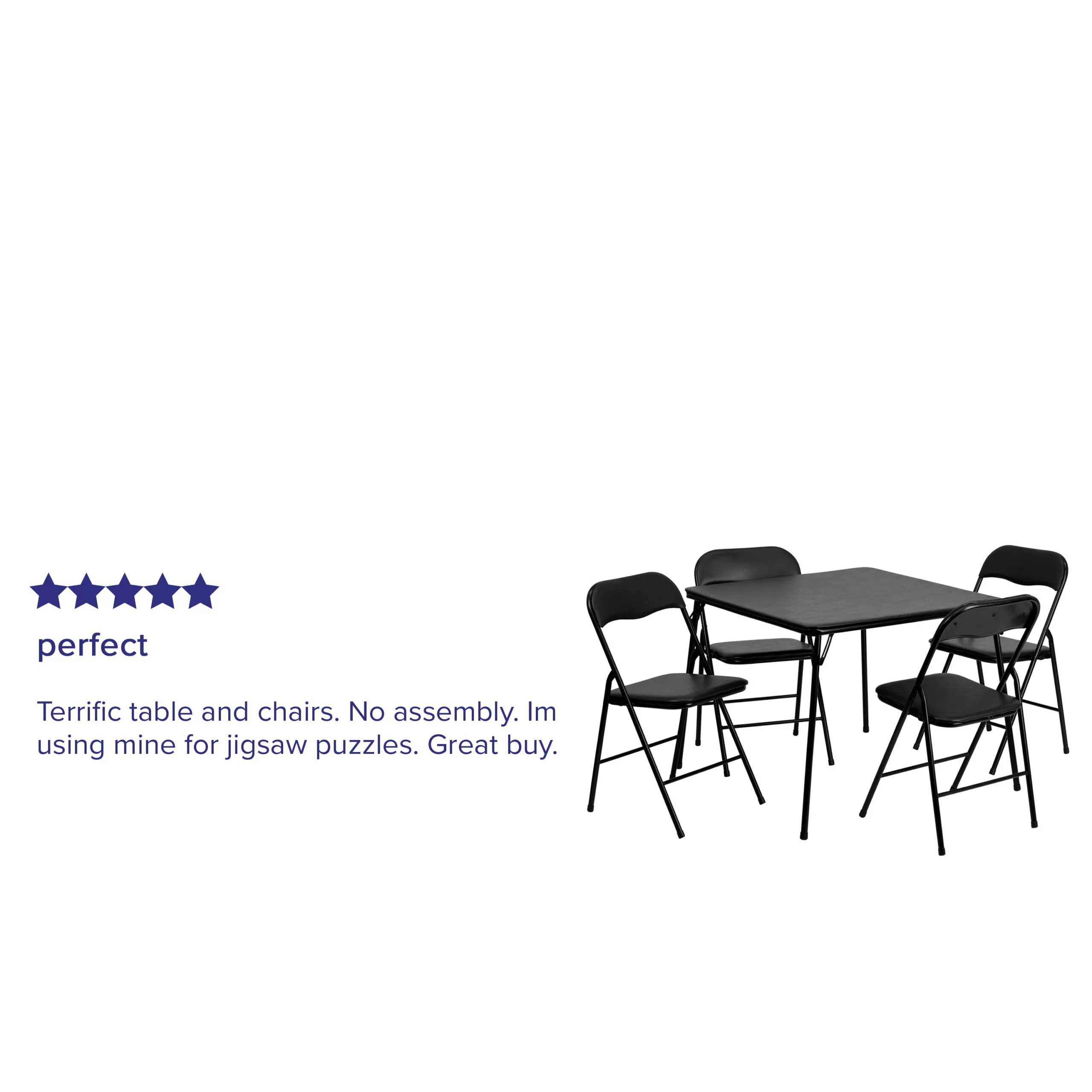 Flash Furniture 5 Piece Black Folding Card Table and Chair Set