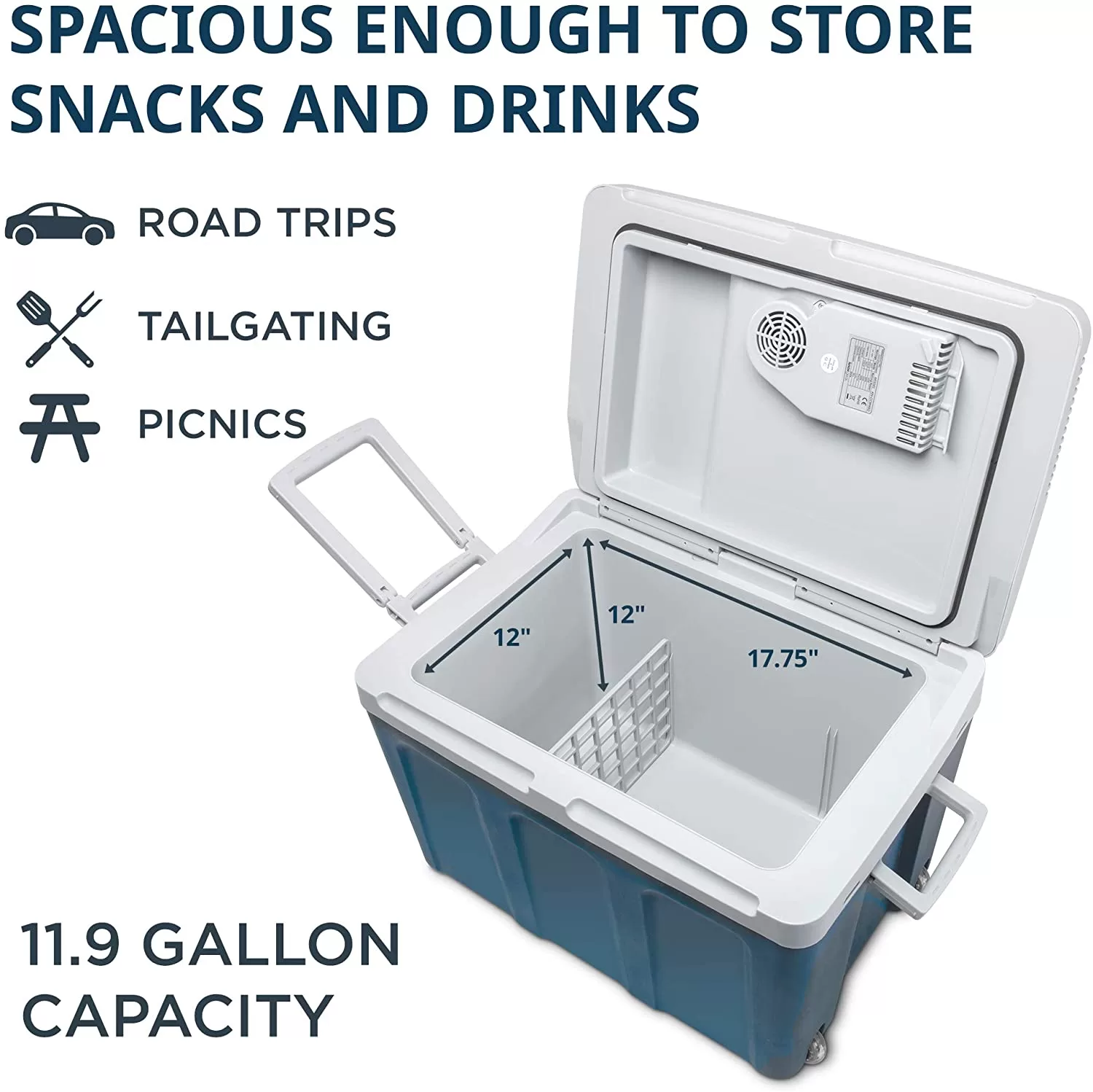 Ivation Electric Portable 45 L Cooler & Warmer W/ Wheels & Handle, for Travels