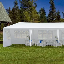 SUGIFT 10'x30' Outdoor Canopy Party Wedding Tent White Gazebo with 5 Side Walls