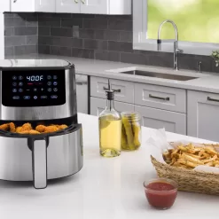Gourmia 4-Qt Digital Air Fryer with Guided Cooking, Easy Clean, Stainless Steel