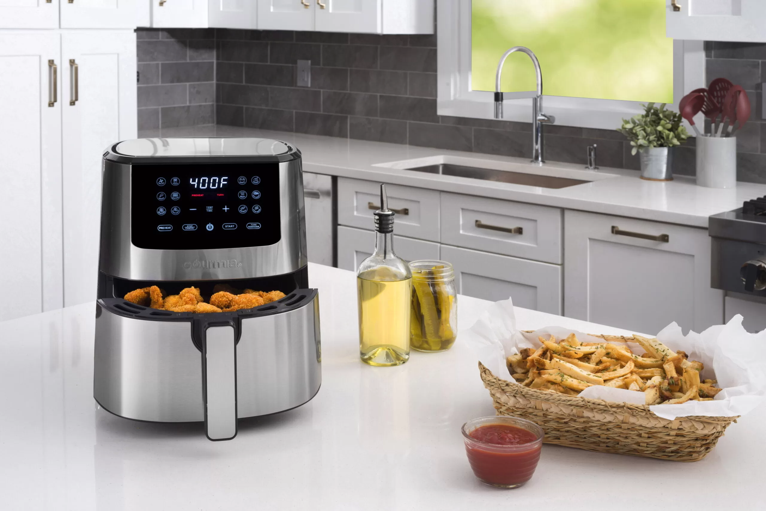 Gourmia 4-Qt Digital Air Fryer with Guided Cooking, Easy Clean, Stainless Steel