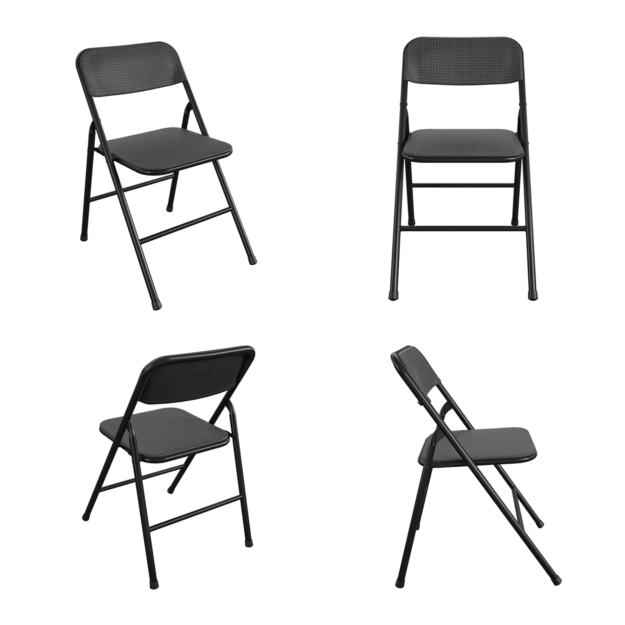 COSCO Premium 5-Piece Fabric Folding Chair & Classic 34"Vinyl Card Table Set, Black