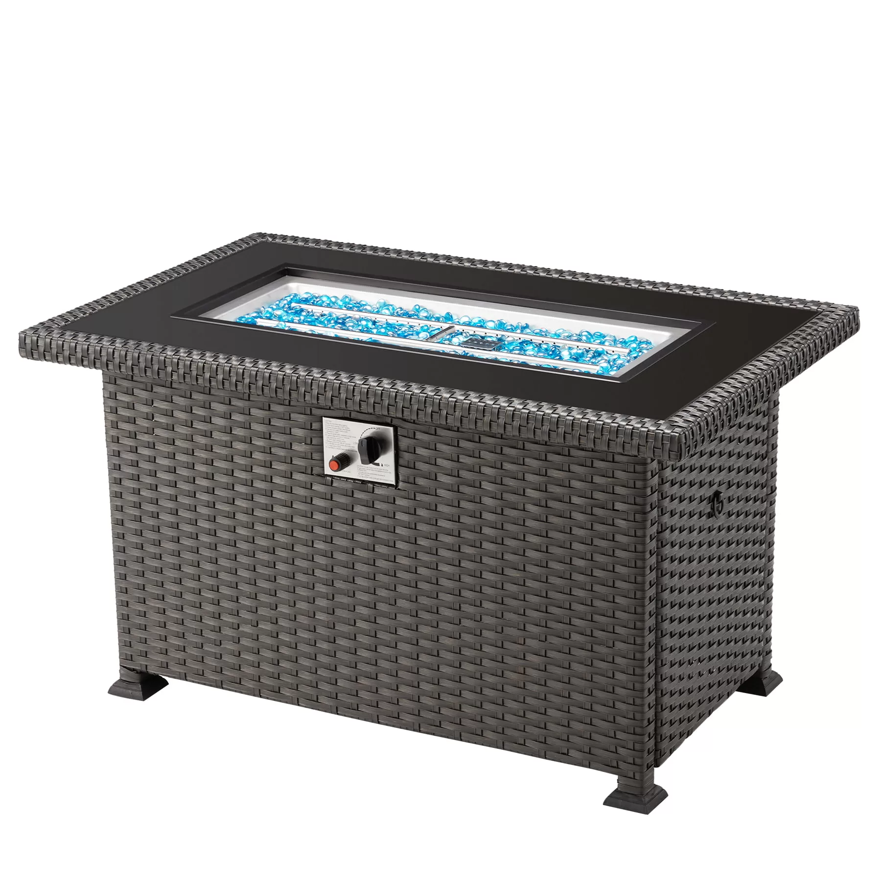 50 in Propane Fire Pit Table,Rattan Fire Pit Table Without Glass Wind Guard,50,000 BTU Gas Firepits for Outside Output