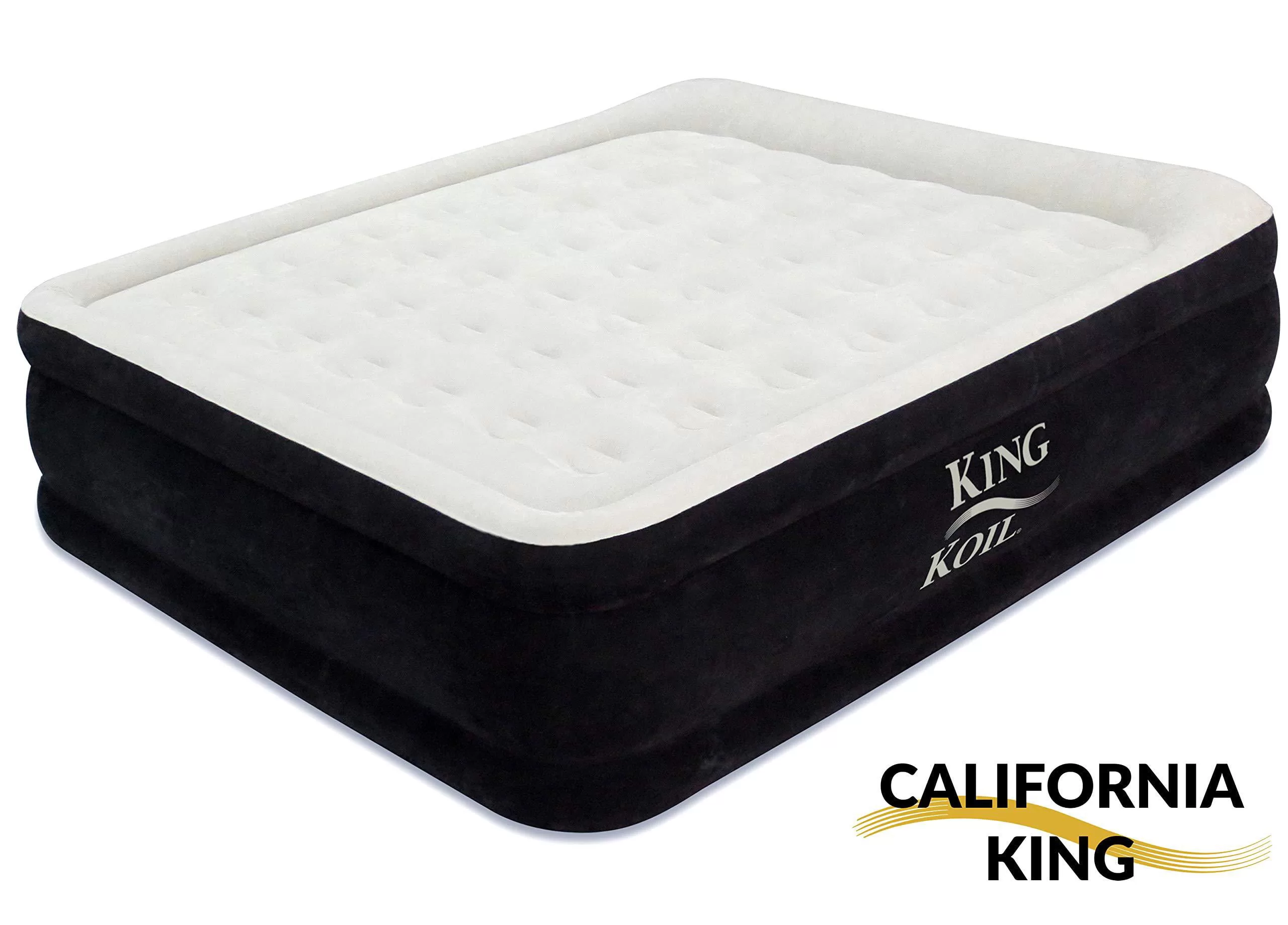 King Koil California King Luxury Raised Air Mattress with Built-in 120V AC High Capacity Internal Pump Comfort Quilt Top California King Airbed