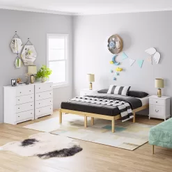 Homfa Horizontal Dresser, Modern Dresser of 5 Drawers, Dresser Chest with Easy Pull Handle for Bedroom, White Finish