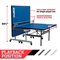 ESPN Official Size 2 Piece 15mm Indoor Quick Match Table Tennis Table, Blue