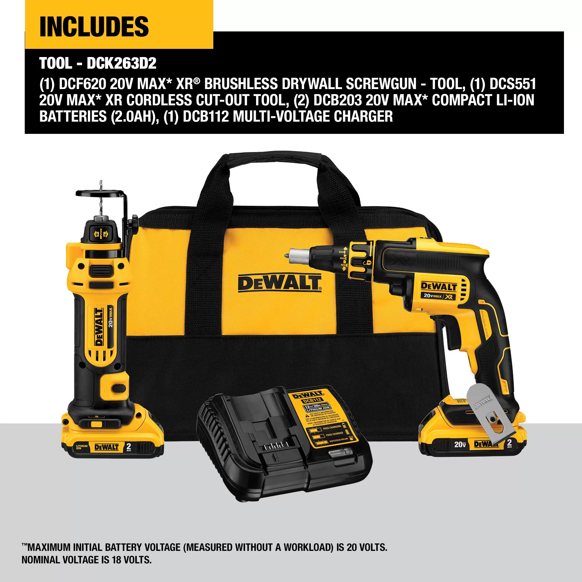 DEWALT XR 2-Tool 20-Volt Max Brushless Power Tool Combo Kit with Soft Case (2-Batteries and charger Included) - Image 4