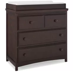 Delta Children Waverly 3 Drawer Dresser with Changing Top, Walnut Espresso