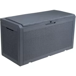 YITAHOME 100gal Large Outdoor Storage Deck Box Patio Container Organizer Bin with Cushion Seating Waterproof, Gray