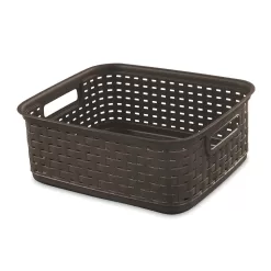 Sterilite Decorative Wicker Style Short Weave Storage Basket, Espresso (24 Pack)