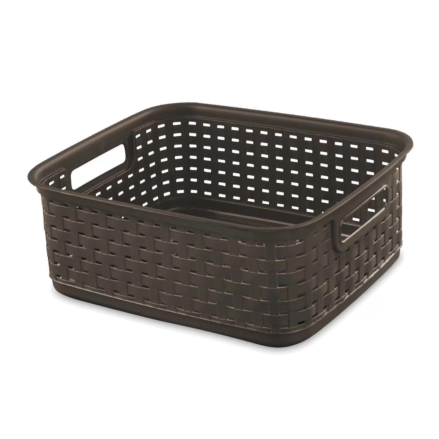 Sterilite Decorative Wicker Style Short Weave Storage Basket, Espresso (24 Pack)