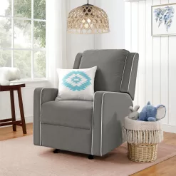 Baby Relax Robyn Rocker Recliner Chair with Pocket Coil Seating, Gray Linen