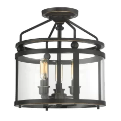 Quoizel Norfolk 3-Light 11.87-in Oil Rubbed Bronze Semi-flush Mount Light