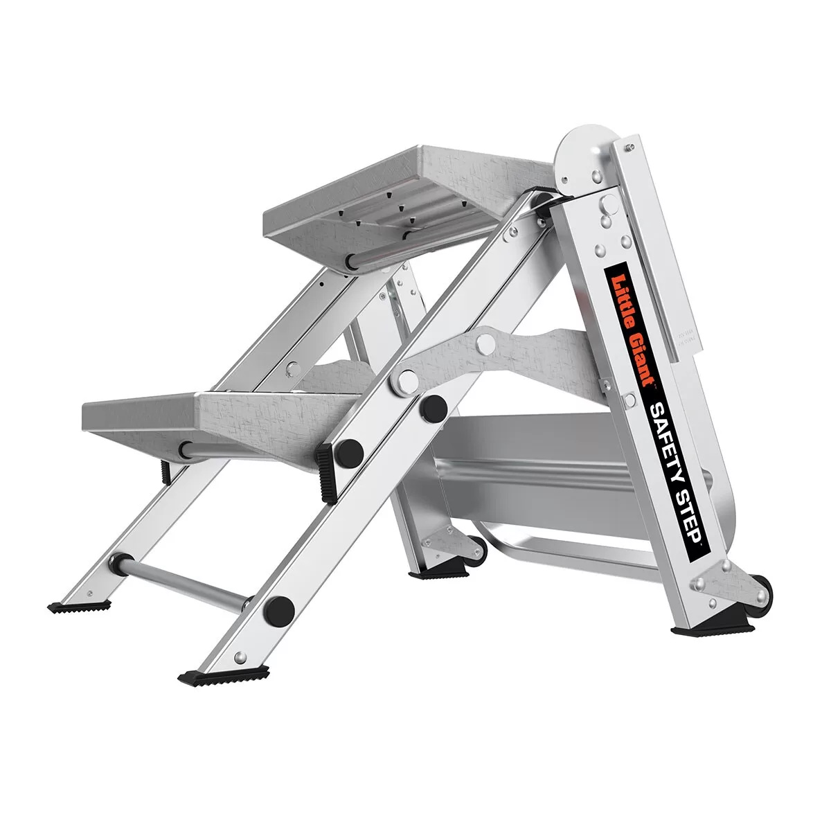 Little Giant Ladders Safety Step M2 2-Step 300-lb Capacity Silver Aluminum Foldable Step Stool - Image 5