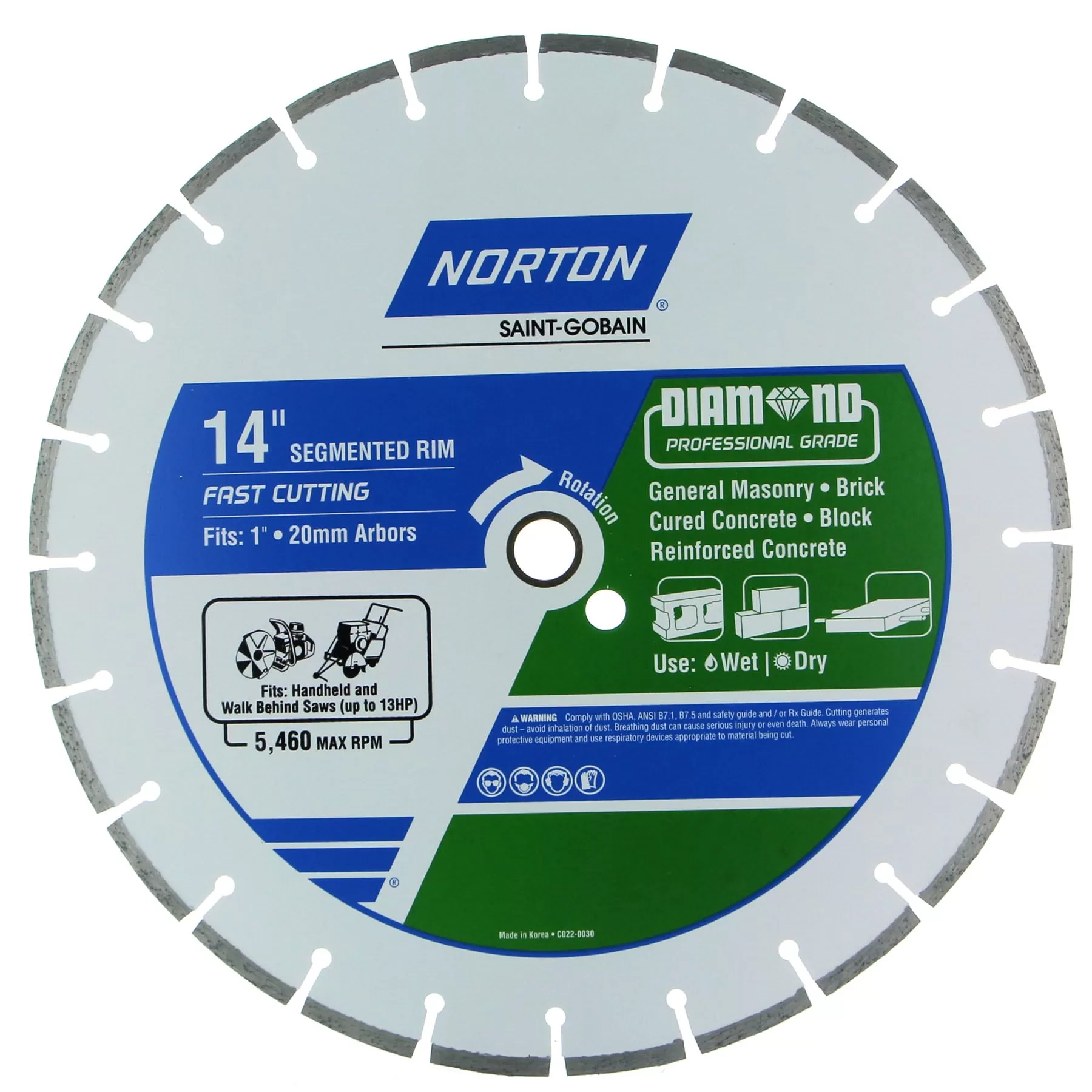 Norton 14-in Wet/Dry Segmented Rim Diamond Saw Blade - Image 2