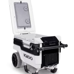 Igloo Trailmate Marine 70 Quart, Wheeled Cooler, White and Black