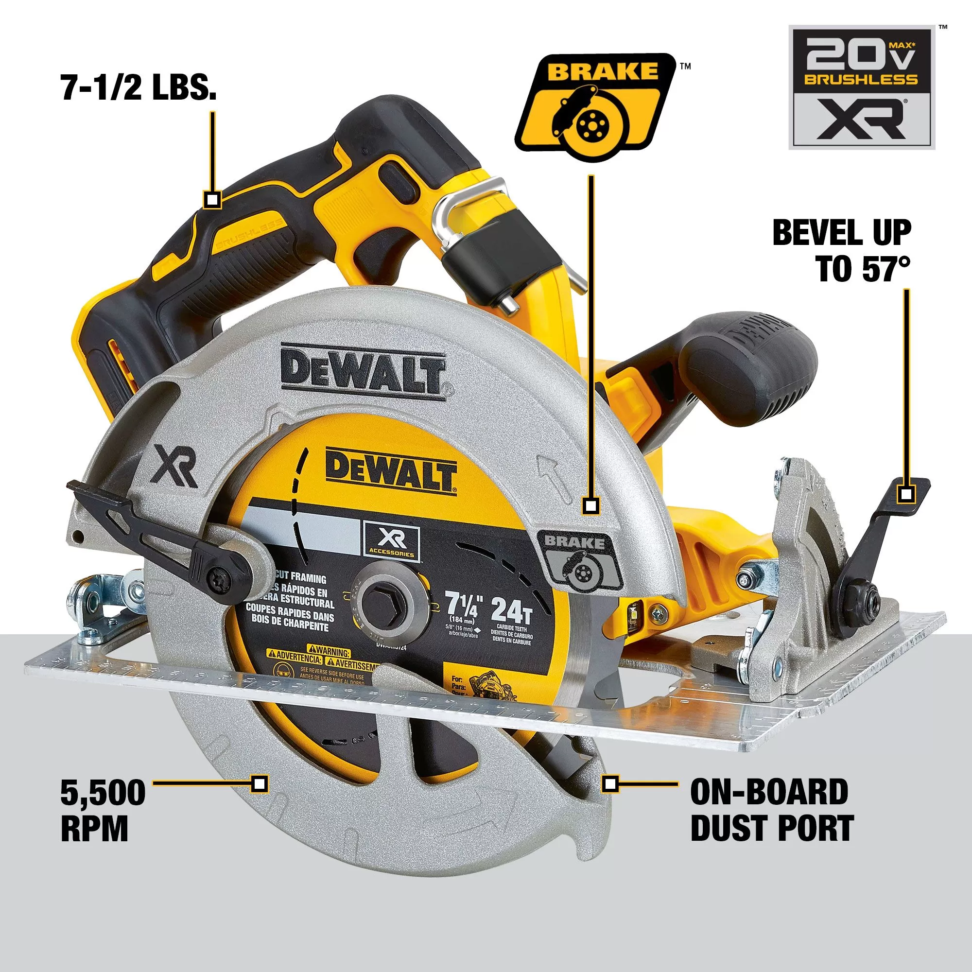DEWALT XR 20-volt Max 7-1/4-in Brushless Cordless Circular Saw - Image 3