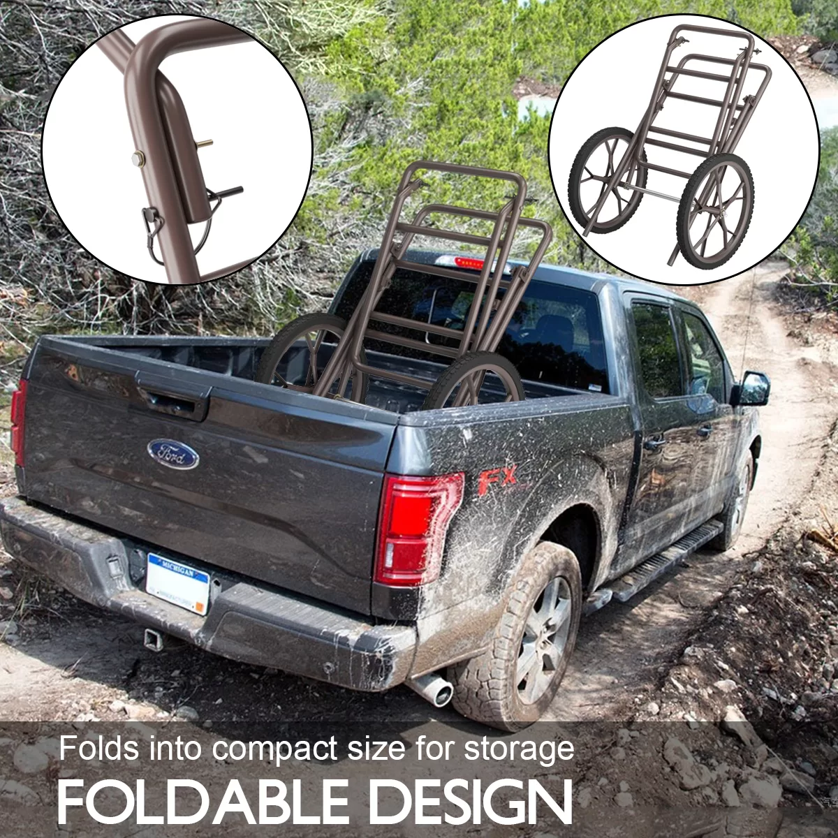 Costway New Deer Cart Game Hauler Utility Gear Dolly Cart Hunting Accessories - 500 LB