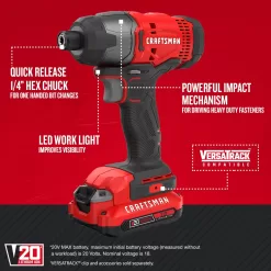 Alternative view of CRAFTSMAN V20 20-volt Max Variable Speed Cordless Impact Driver (2-Batteries Included)