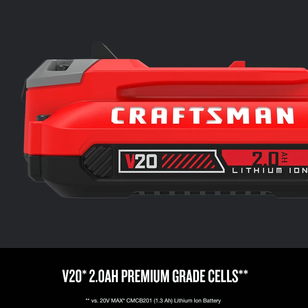 CRAFTSMAN V20 20-Volt 2-Pack 2 Amp-Hour; 2 Amp-Hour Lithium Power Tool Battery Kit (Charger Included) - Image 5