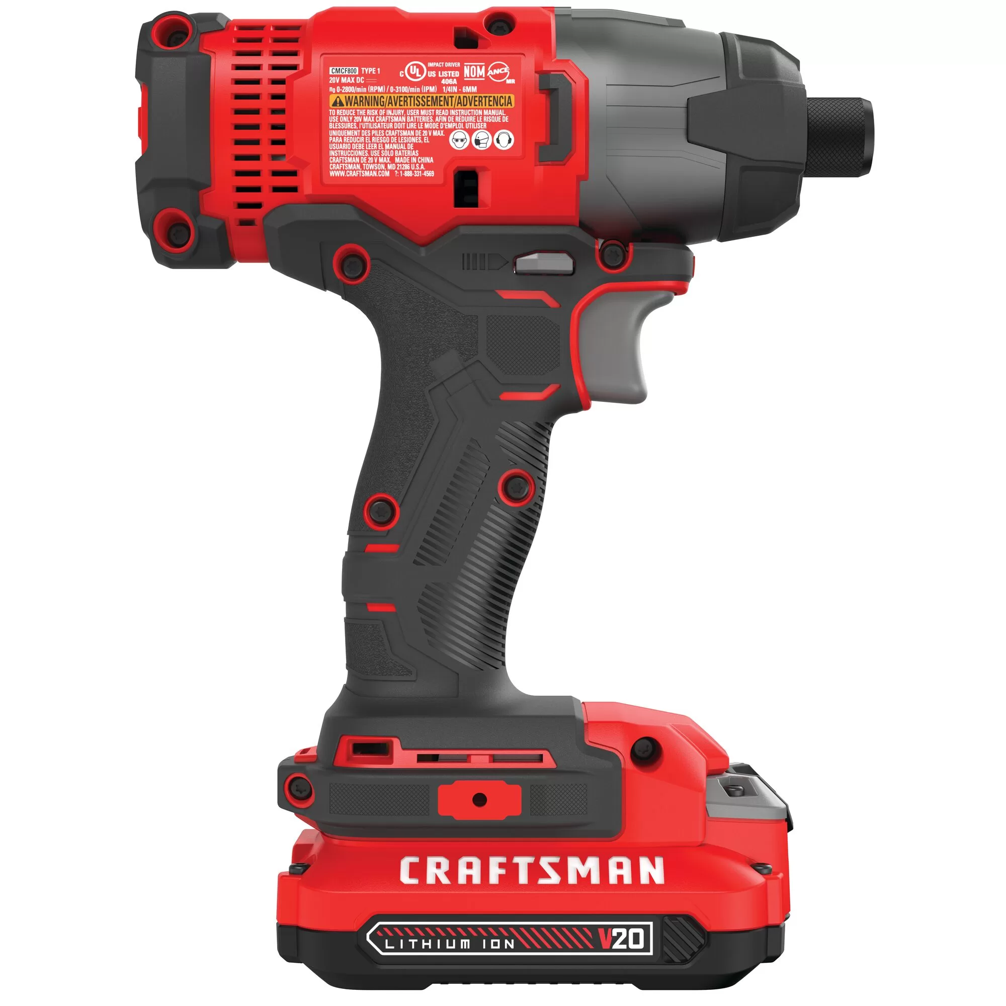 CRAFTSMAN V20 20-volt Max Variable Speed Cordless Impact Driver (2-Batteries Included) - Image 8
