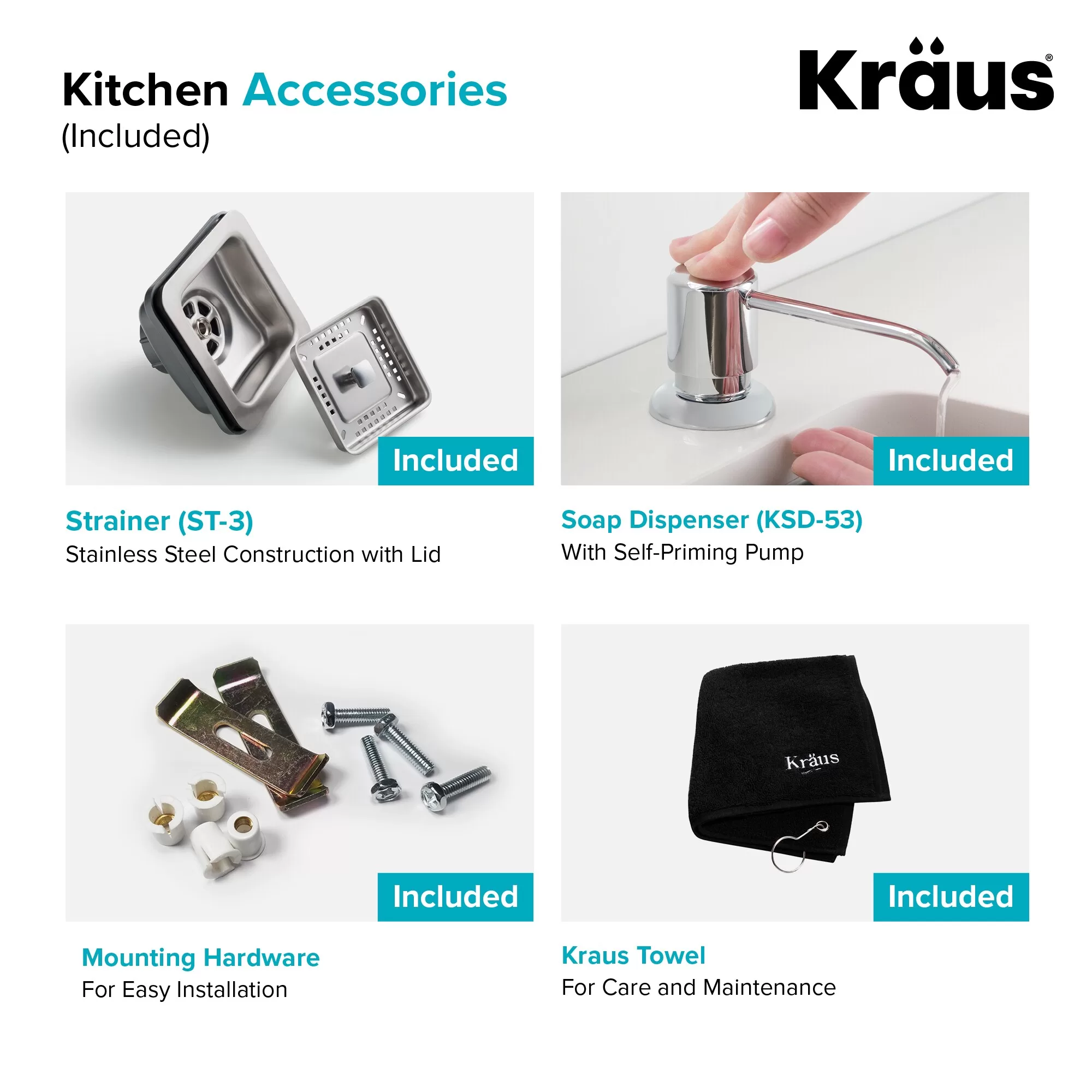 Kraus 18.5-in x 24-in 1-Basin Stainless Steel Undermount Laundry Sink with Drain with Faucet - Image 4