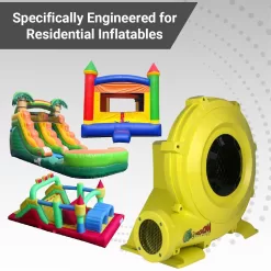 Zoom 1 HP Inflatable Bounce House Blower Air Pump Fan, W4L 750 Watt