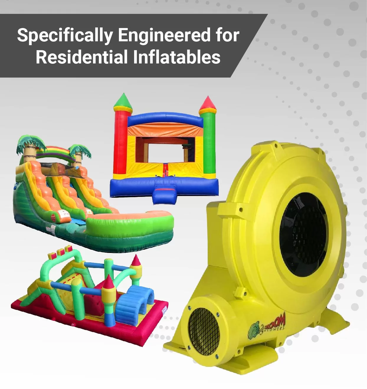 Zoom 1 HP Inflatable Bounce House Blower Air Pump Fan, W4L 750 Watt