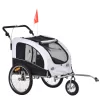 Aosom Pet Stroller with Canopy Storage Pockets Adjustable Handlebar, White