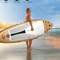 HOSFUR Inflatable 10'6×33"×6" Ultra-Light (18.8lbs) SUP with Stand Up Paddle Board, Adj Paddle, Pump, ISUP Travel Backpack, Leash Waterproof Bag