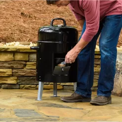 Masterbuilt 20060116 Bullet Portable Charcoal Smoker, Black, 395 sq. in.