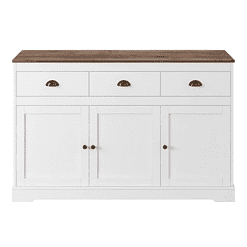 Homfa Sideboard Storage Cabinet with 3 Drawers & 3 Doors, 53.54'' Wide Buffet Cabinet for Dining Room, White